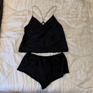 Victoria's Secret Black Satin Pajama Set